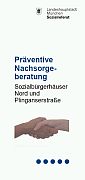 Titelbild der Broschüre: Nachsorgeberatung   Präventive <br>
Sozialbürgerhäuser Nord und Plinganserstraße