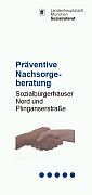 Titelbild der Broschüre: Nachsorgeberatung   Präventive <br>
Sozialbürgerhäuser Nord und Plinganserstraße