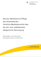 Titelbild der Broschüre: Marktbericht Pflege 2019   Jährliche Marktübersicht über die teil  und vollstationäre pflegerische Versorgung in München