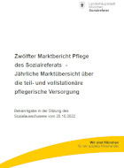 Titelbild der Broschüre: Marktbericht Pflege 2022 Jährliche Marktübersicht über die teil und vollstationäre pflegerische Versorgung in München